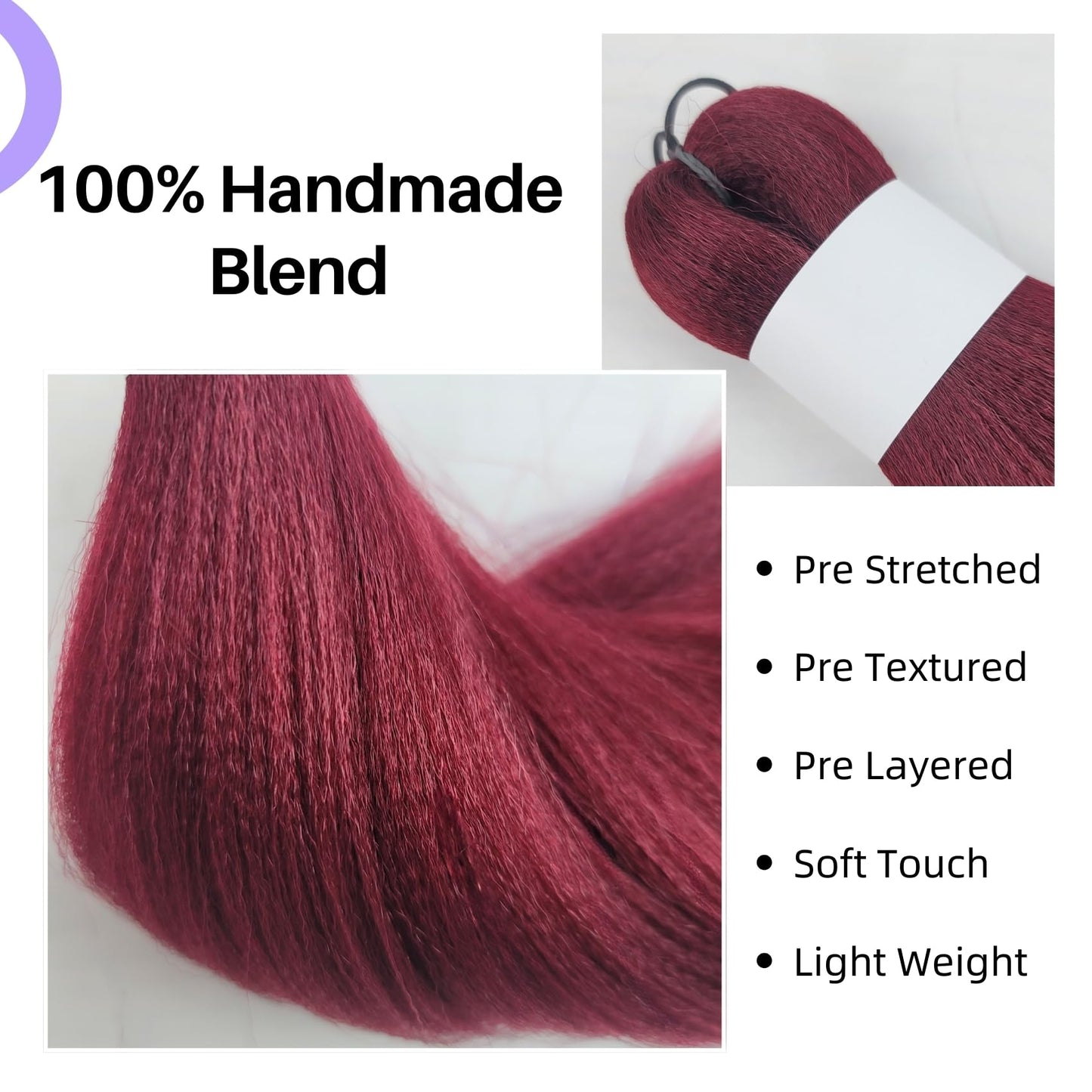 Burgundy Braiding Hair Pre Stretched for Knotless Braids 900# Synthetic Box Braiding Hair for Women