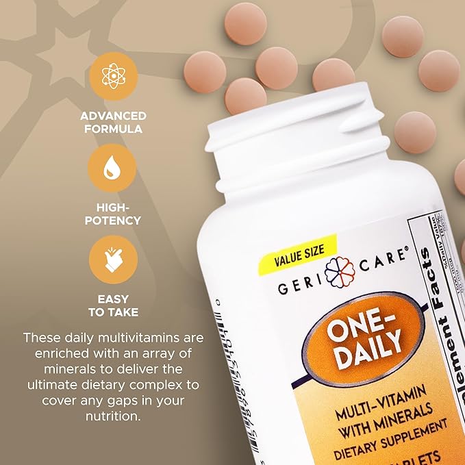 GeriCare One-Daily Multi-Vitamin & Minerals, Dietary Suplement Tablets (200 Count (Pack of 1))