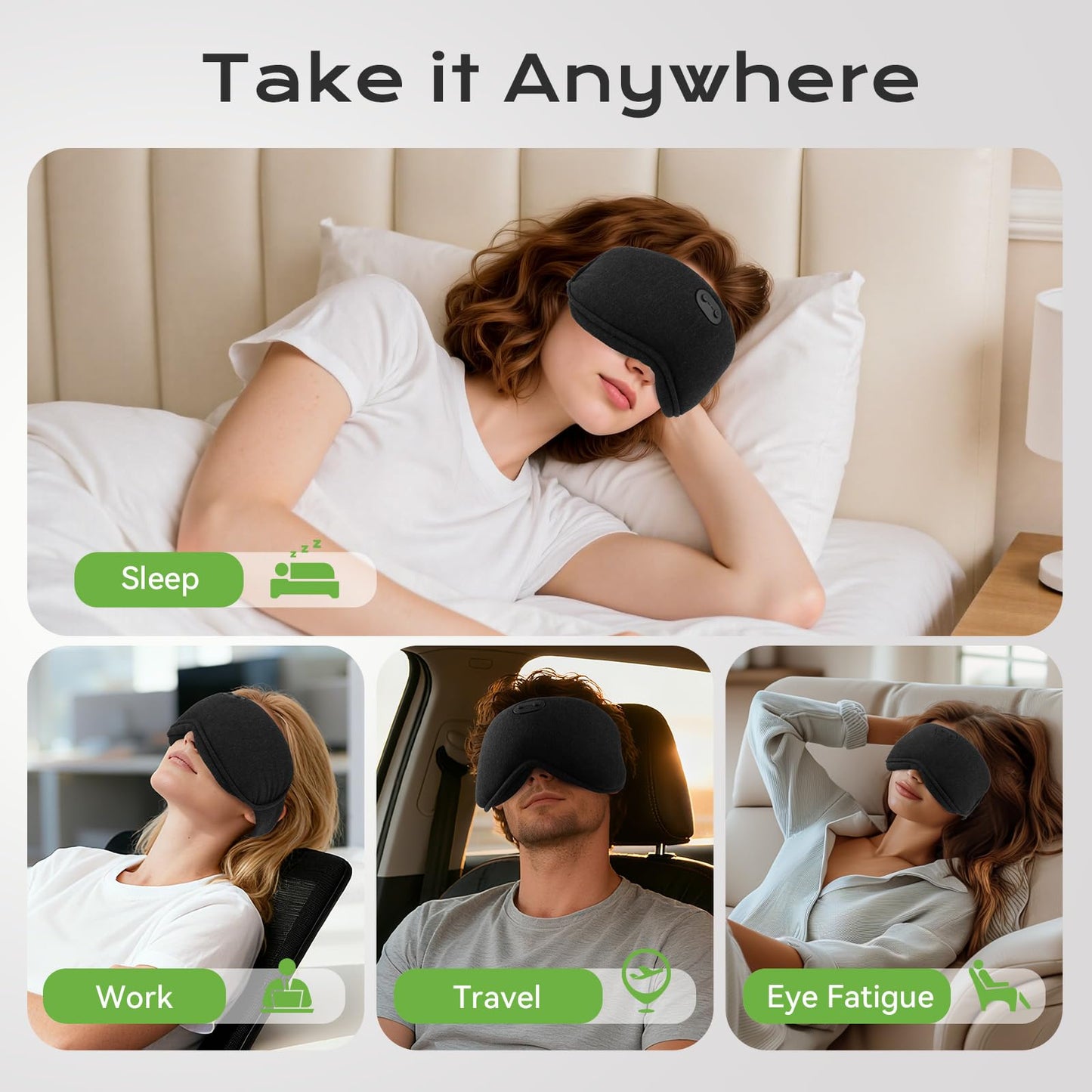 ZHENYEMEI Heated Eye Mask for Dry Eyes - Cordless Cooling Eye Masks - Eye Heating Pad for Sleep, Eye Headache Relief, Improved Sleep, Blackout Removable for Cleaning, Travel Essentials, Office, Gift