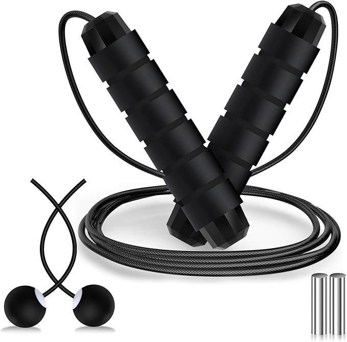 Vinsot Weighted Cordless Jump Rope Ropeless Jump Rope 2 in 1 Adjustable Length Skipping with Ball and Soft Handles for Wom...
