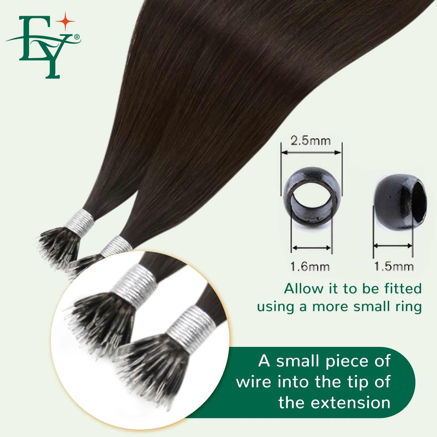 Easyouth Nano Hair Extensions Human Hair Brown Nano Ring Hair Extensions Dark Brown 18 Inch 50g 50s Invisible Nano Hair Extensio