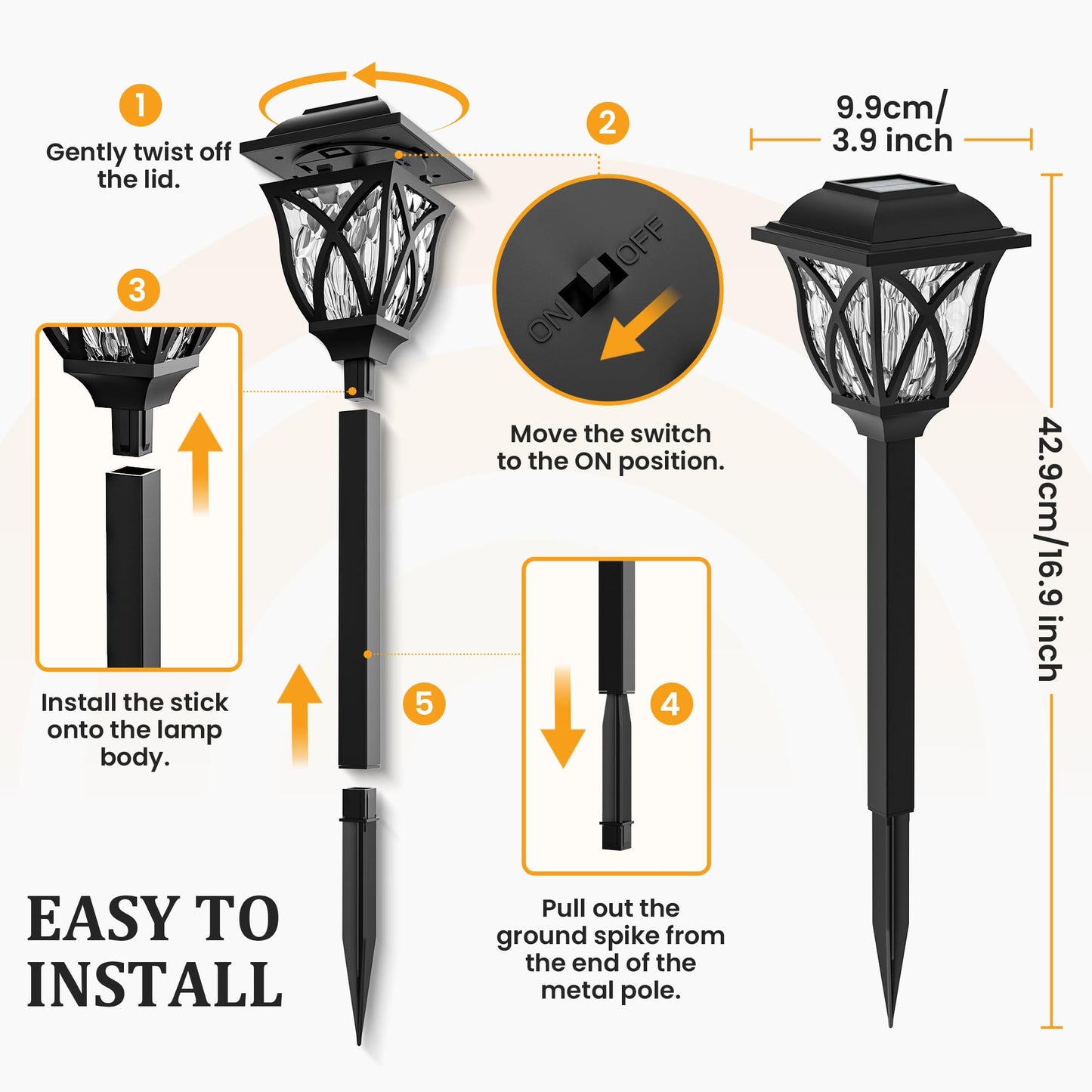 GIGALUMI Solar Lights Outdoor Waterproof, 8 Pack LED Solar Garden Lights, Outdoor Decorations, Garden Decor for Yard, Patio, Landscape, Planter, Walkway (Warm White)