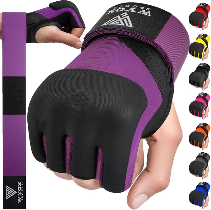 WYOX Gel Boxing Hand Wraps Inner Gloves for Men & Women, 80cm Quick Wrist Straps, Padded Knuckle Protection for Muay Thai ...