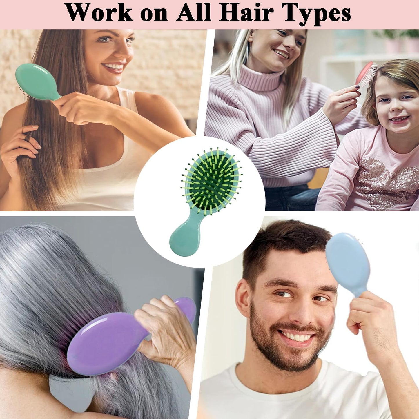 12 Pack Mini Hair Brush Bulk, Wet Hair Brush for Travel, Mini Brush for Most Hair Types, Travel Brushes, Bridesmaid Gifts