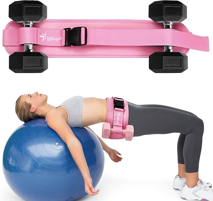 Exercise Hip Thrust Belt - Dumbbell Hip Thrust Belt - Premium Leather Thickened & Widen, Comfortable for Dumbbells, Kettle...