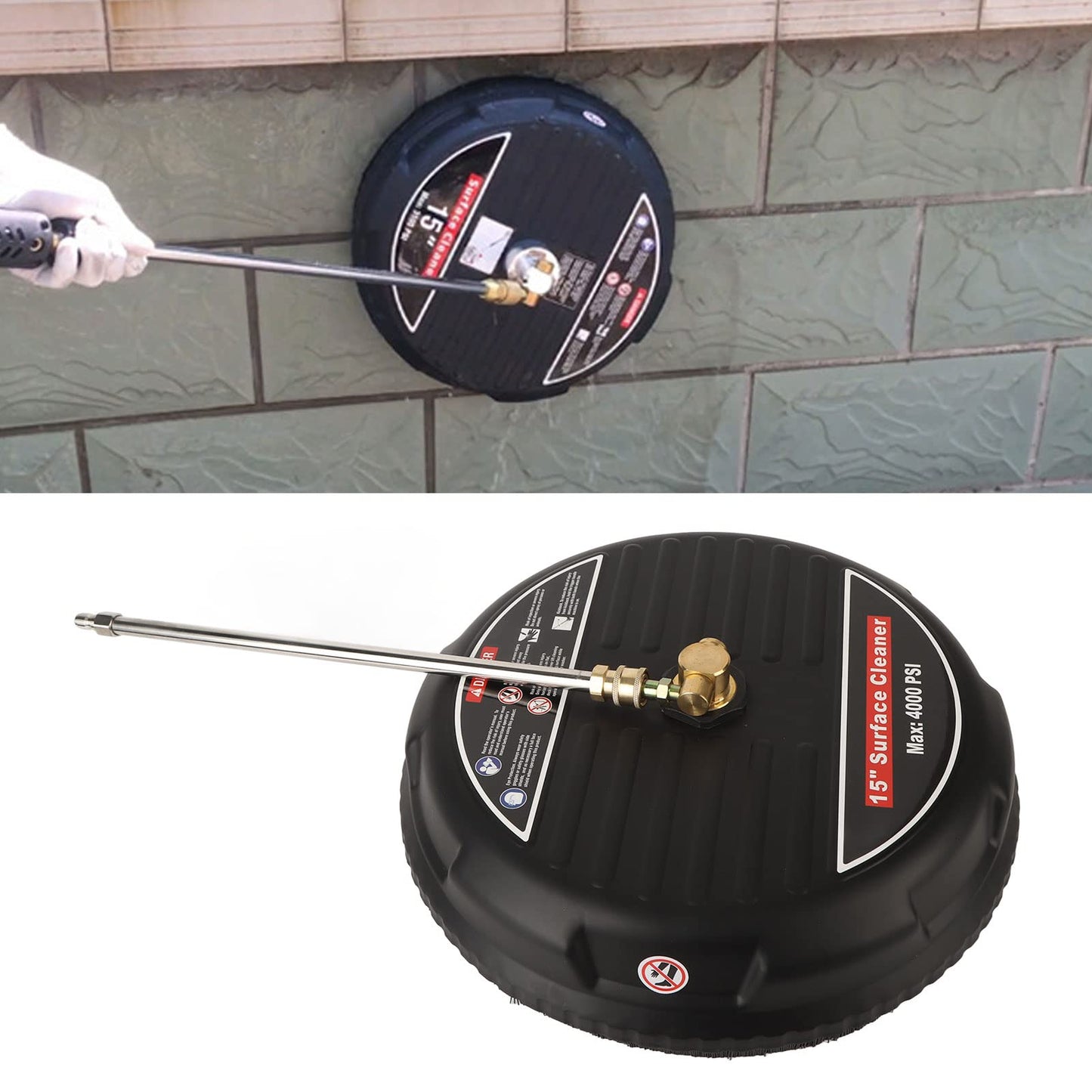 TRELVEX Pressure Washer Surface Cleaner Attachment 4000psi Universal Pressure Washer Surface Cleaner Power Washer Accessory 15inch