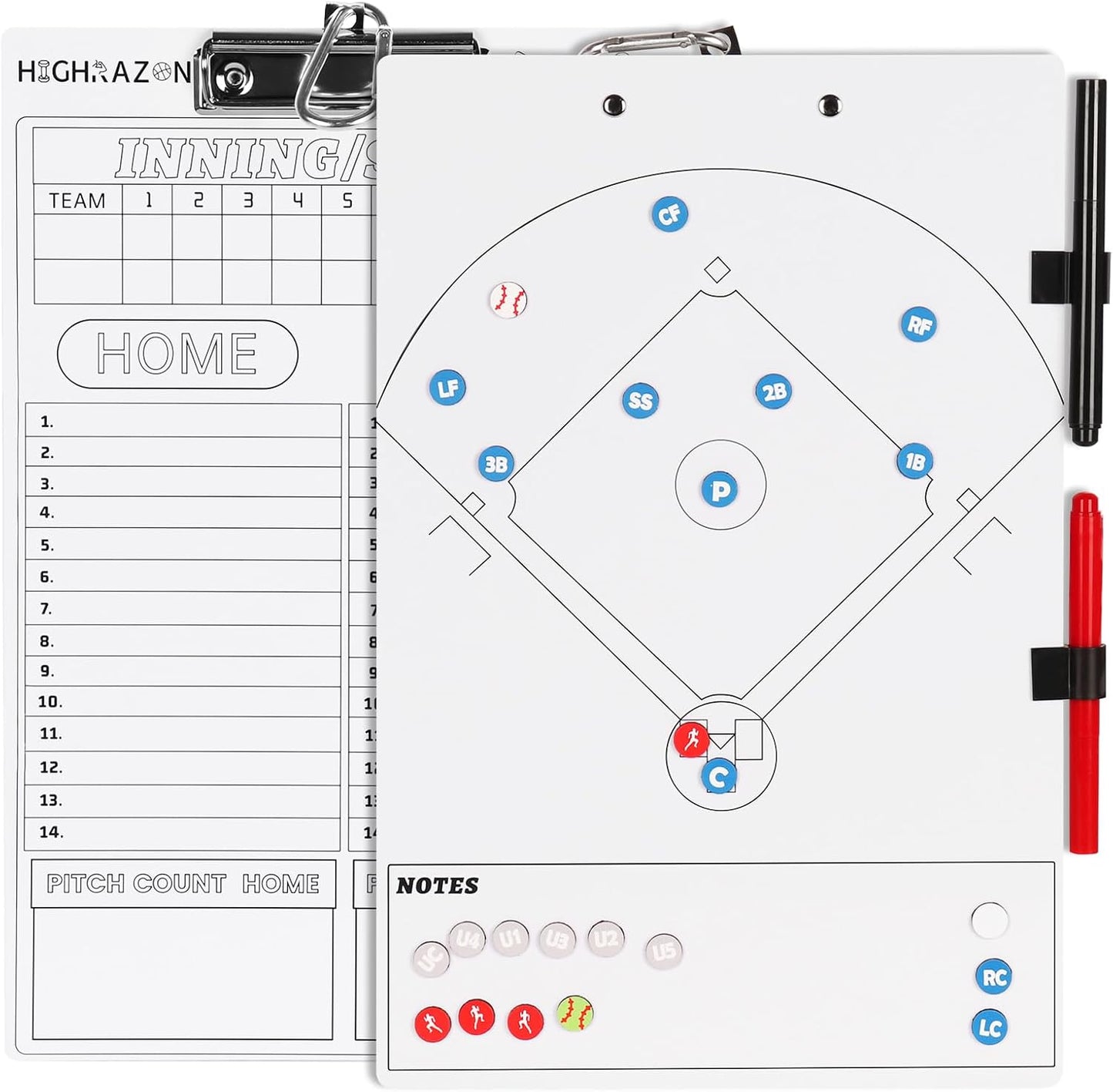Magnetic Baseball Coach Clipboard, Dry Erase Coach Lineup Board, Premium Tactical Baseball Coaching Board with 40 Lineup Cards and Marker, Dugout Display Softball Coaching Accessories