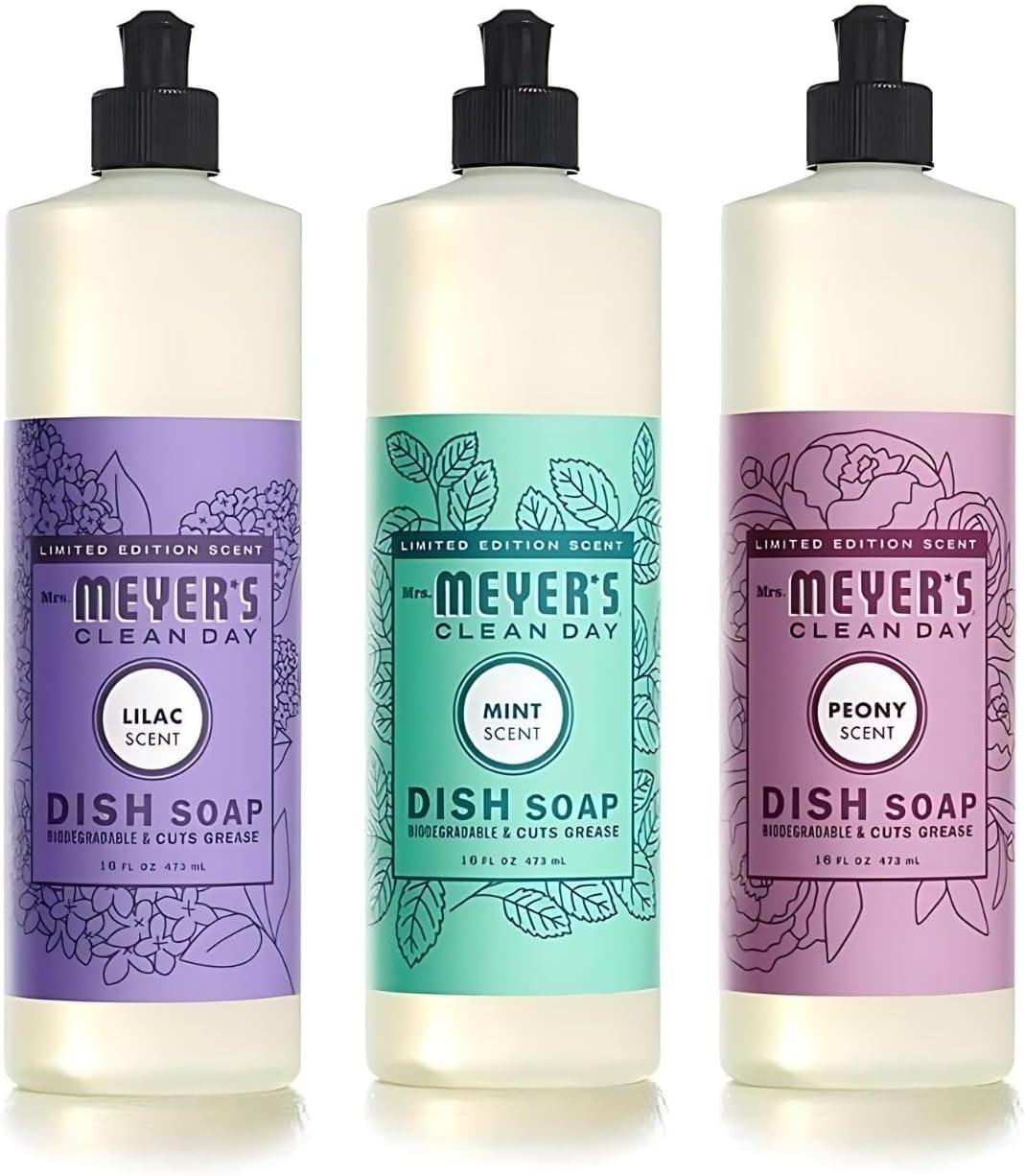 Mrs. MEYER'S CLEAN DAY Variety Dish Soap Scent (Lilac + Mint + Peony)