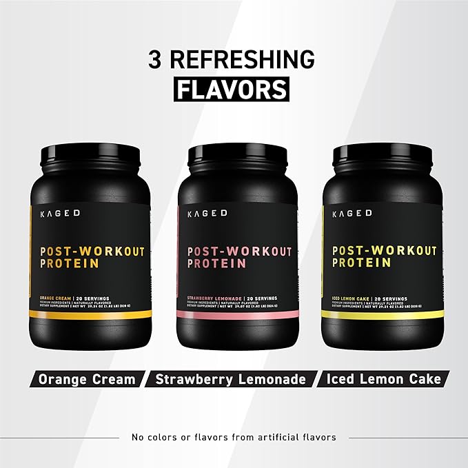 Kaged Post Workout Protein Powder | Re 28g Whey Protein with Creatine, Glutamine & Betaine for Muscle Growth & Recovery | Low Sugar | 20 Servings | Iced Lemon Cake