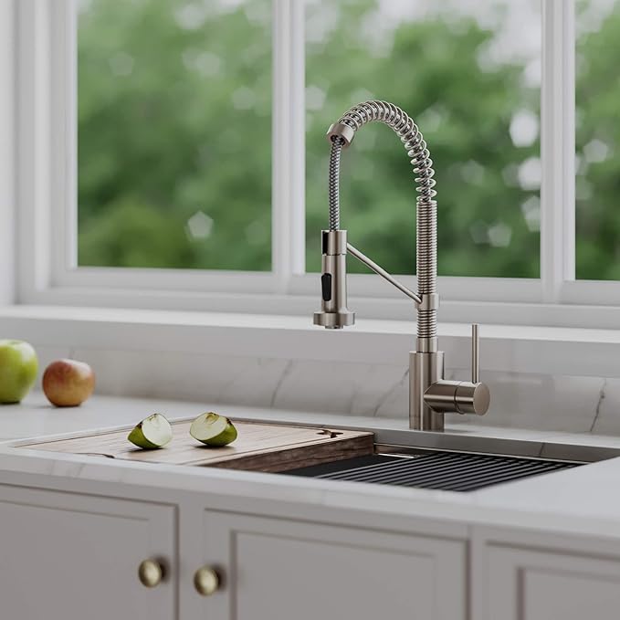Kraus KPF-1610MB-KSD-43MB Bolden 18-Inch Single Handle Commercial Style Pull-Down Kitchen Faucet with Soap Dispenser, Matte Black