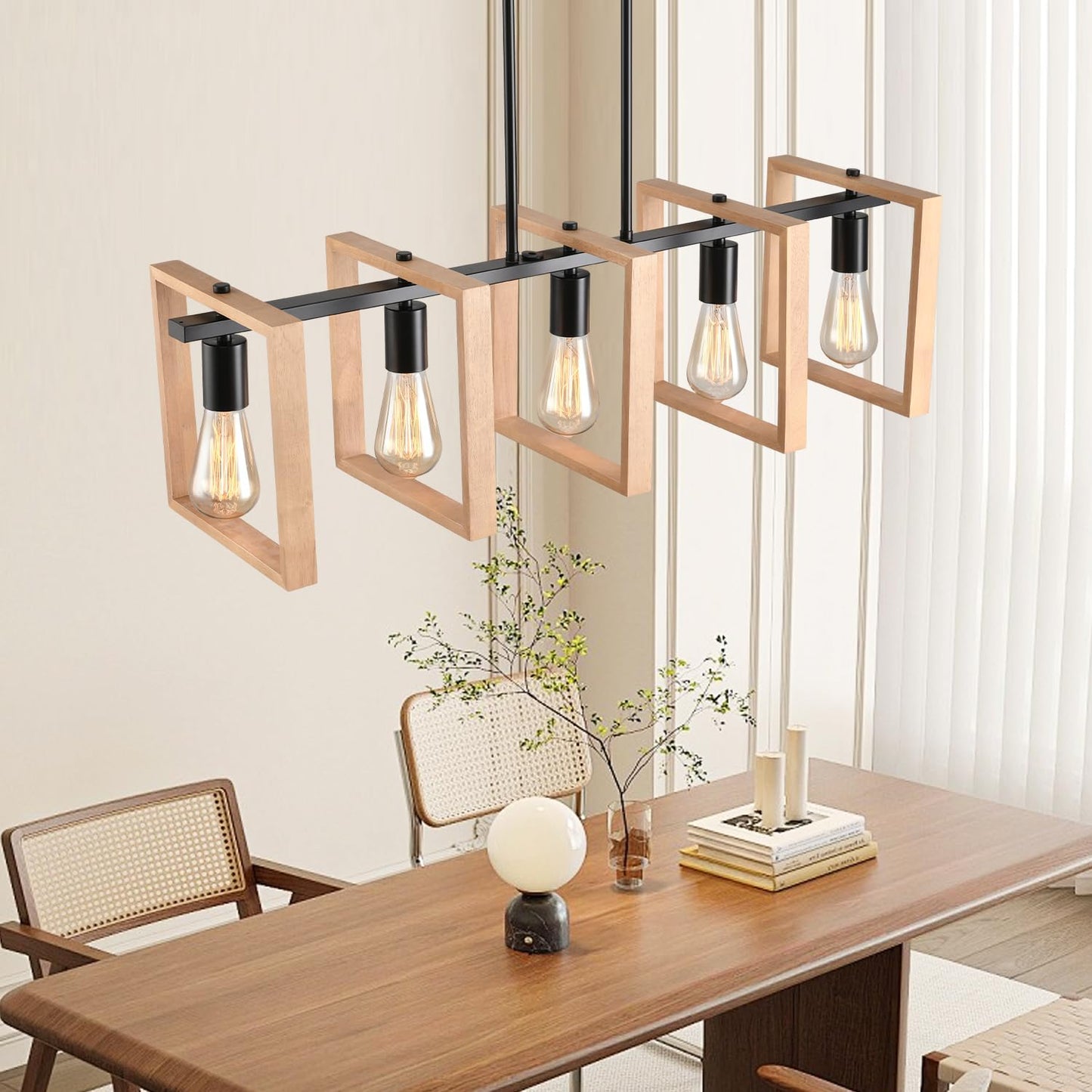 Kitchen Island Lighting Hanging For Farmhouse Linear Chandeliers Modern Chandelier Over Table  Matte Black Rustic Wood Ceiling Pendant Light Dining Room Hanging Light Rustic Wood