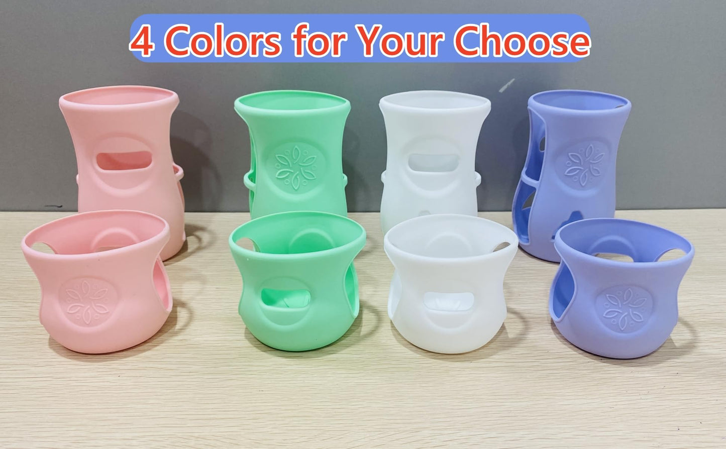 QinSuiKai 4 Pack Silicone Sleeves for Avent Natural Glass Baby Bottles, Anti Breakage Baby Bottle Holder, Compatible with Philips Avent Glass Natural Baby Bottle, BPA Free (Pink Purple, 8 OZ)