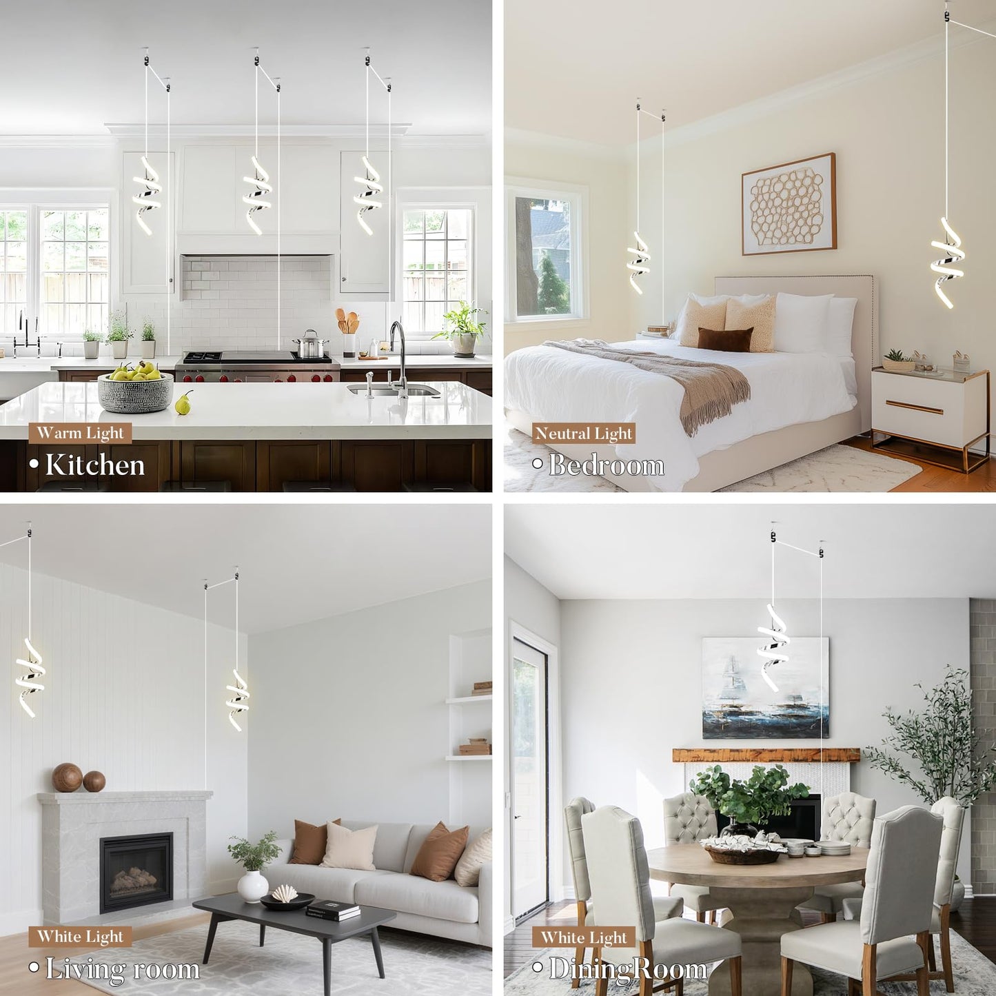 Sovinzert Modern Led Pendant Light Fixtures Pendant Lights Kitchen Island Lighting Adjustable Height Chrome Hanging Lamp
