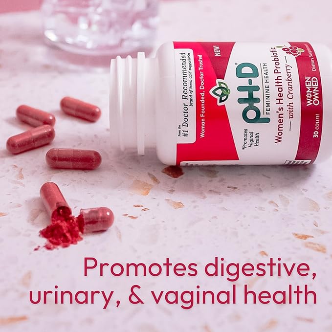 pH-D Feminine Health Support - Women's Health Probiotic with Prebiotic Blend, Cranberry Fruit Extract - Oral Supplement - 30 Count