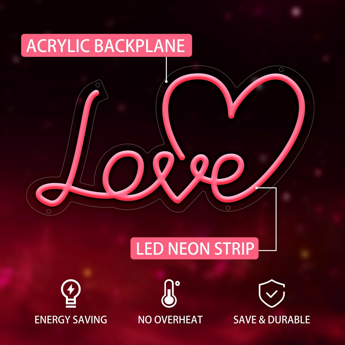 Love Neon Sign For Wall Decor  Dimmable Love Led Lights Signs Letters Signs For Wedding  Neon Light Room Decor For Party Birthday Gift Christmas Gift