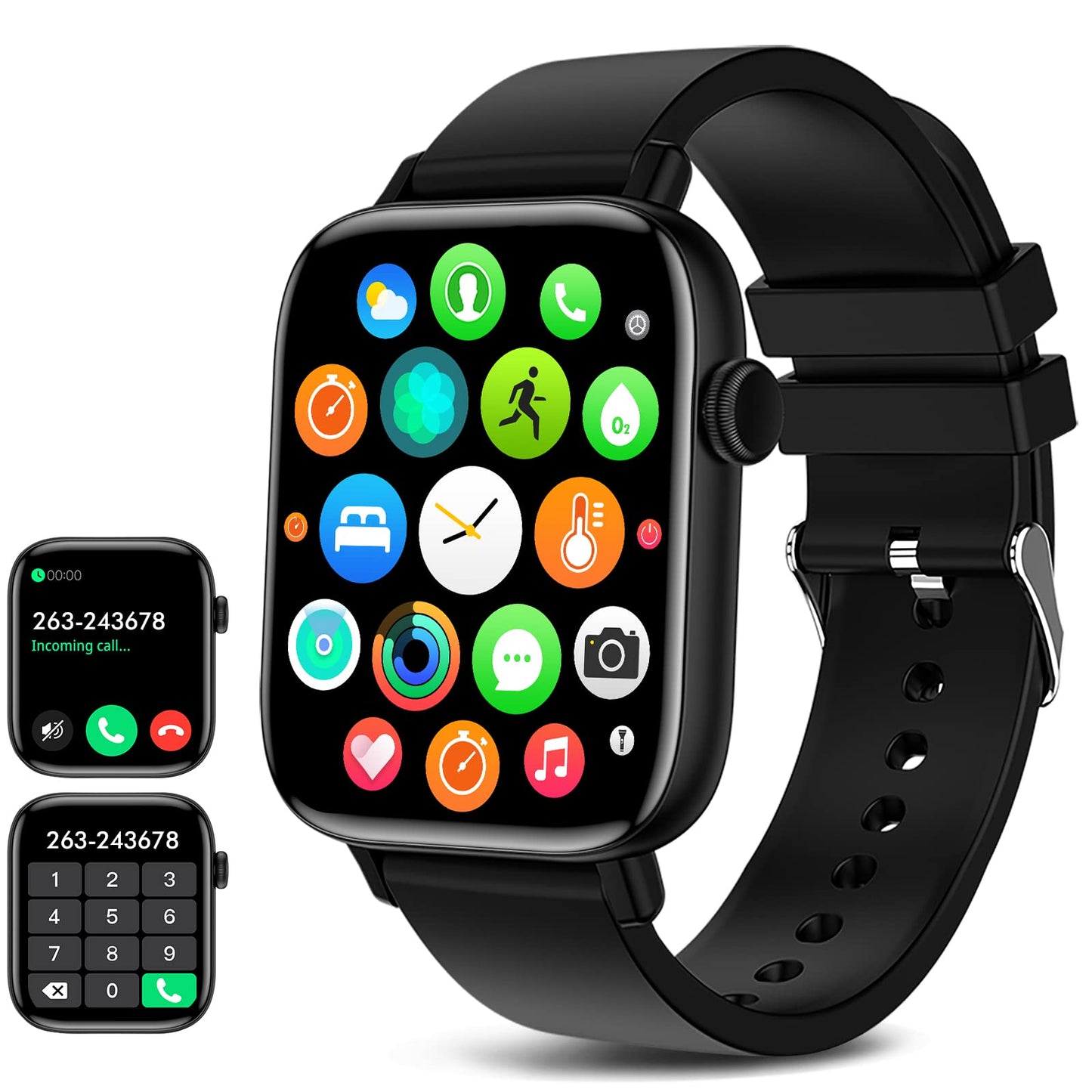 Smart Watch for iPhone/Android Phones (Answer/Make Calls) - 1.9" HD Screen Fitness Tracker : Heart Rate/Sleep Monitor/Pedometer/Calories, Multiple Sports Modes, Waterproof SmartWatch for Men Women
