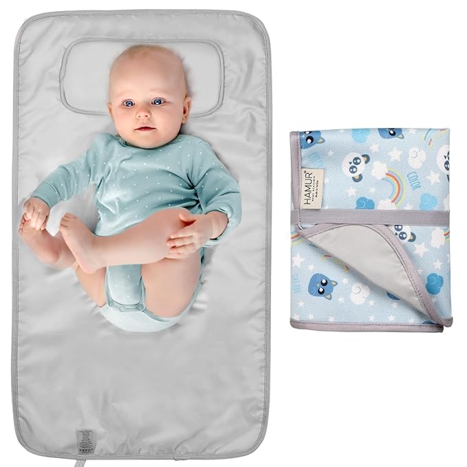 Hamur Home Portable Changing Pad – Waterproof, Washable & Easy Wipe Clean, Foldable Travel Baby Changing Mat for Diaper Bag, Compact & Lightweight, Must-Have for Newborns (Dream Pattern)