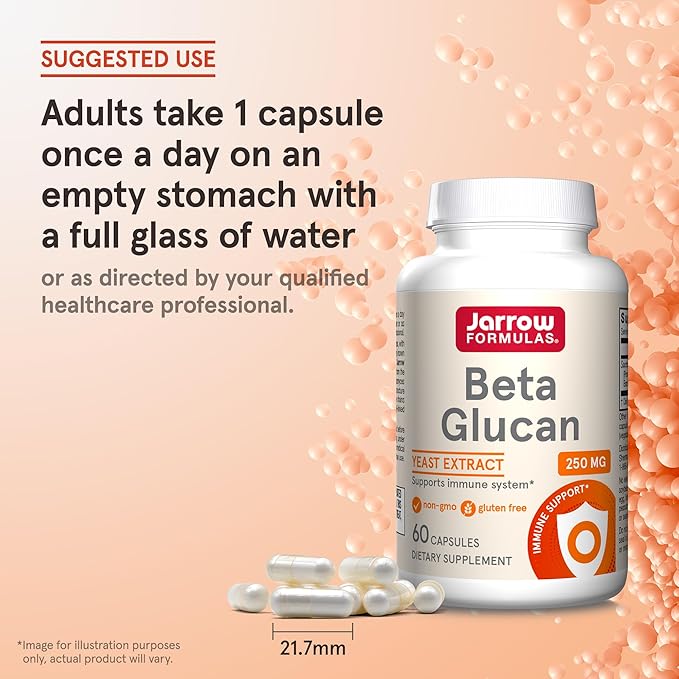 Jarrow Formulas® Beta Glucan, Dietary Supplement, Immune Support for Immune Health, 60 Capsules, 60 Day Supply