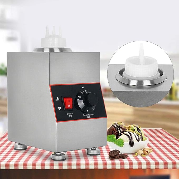 Electric Sauce Bottle Warmer Nacho Cheese Warmer with Bottle, Hot Fudge Cheese Caramel Jam Sauce Warmer 30-85℃ 110V
