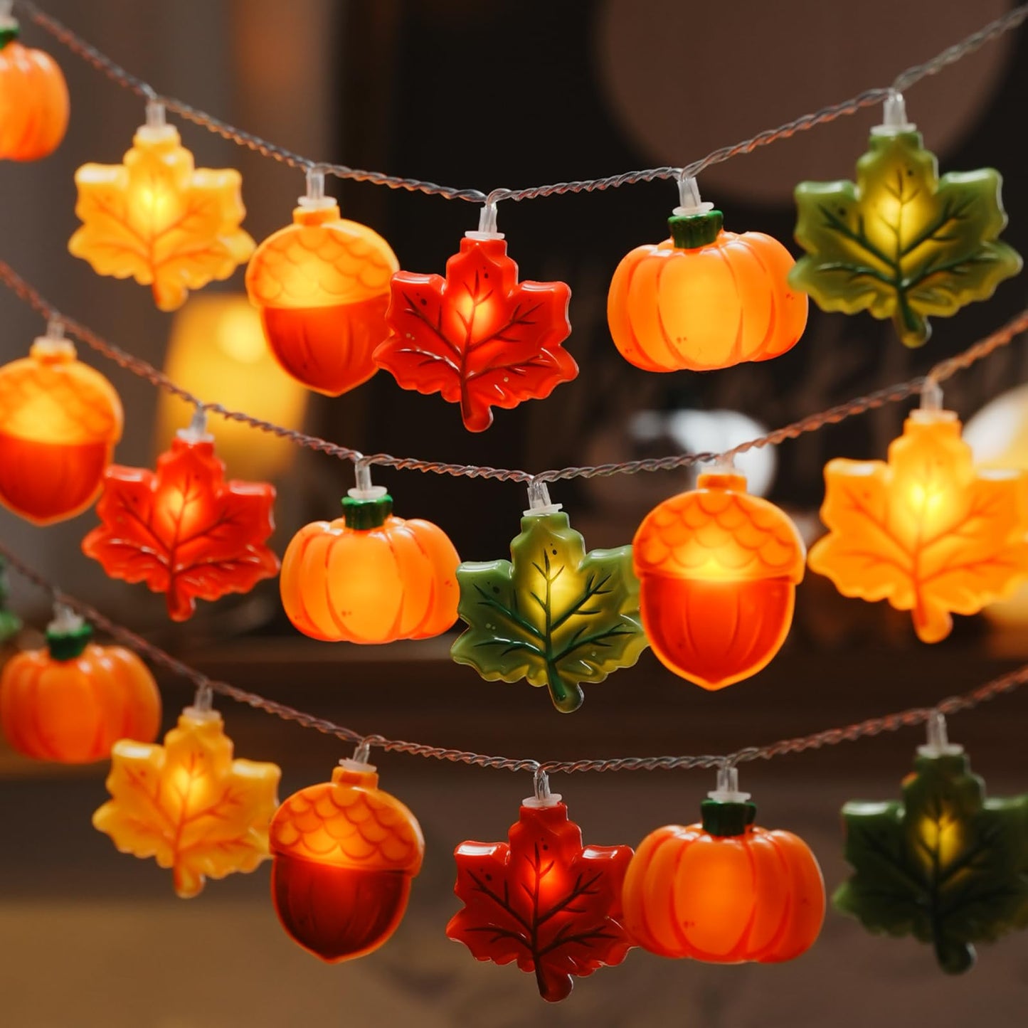 LOLStar Fall Decor Lights, 9.8FT 20 LED Thanksgiving String Lights, Battery Operated (Not Included) with Timer Function and 8 Fl