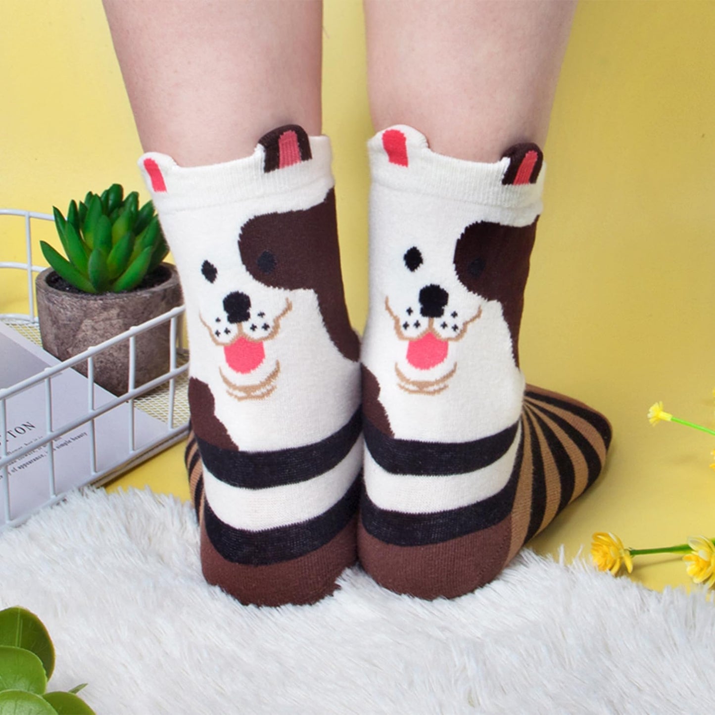 Chalier Womens Funny Socks Cozy Cute Printed Patterned Fun Sock Novelty Cat Dog Socks for Women, Color/Style 1