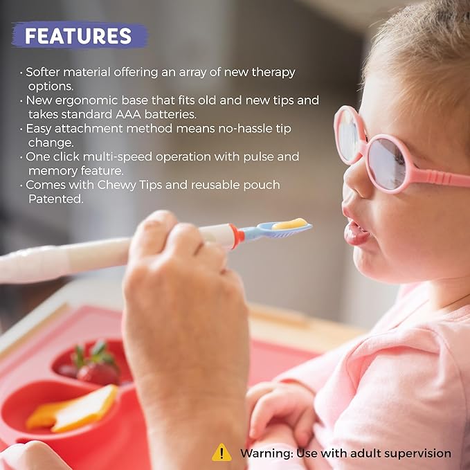 TalkTools Sensi Oral Sensory Therapy Tool with Soft Sensi Jaw Tips (Base with Tip White, 12 Tips)