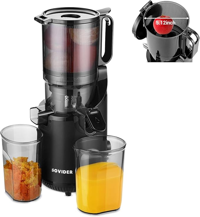 Repaly Compact Slow Masticating Juicer -Juicer Machines Up to 92% Juice Yield 3.1"" Wide Chute for High Nutrient Fruits Vegetables,Cold Press Juicer Easy Clean with Brush Pulp Measuring Cup Reverse