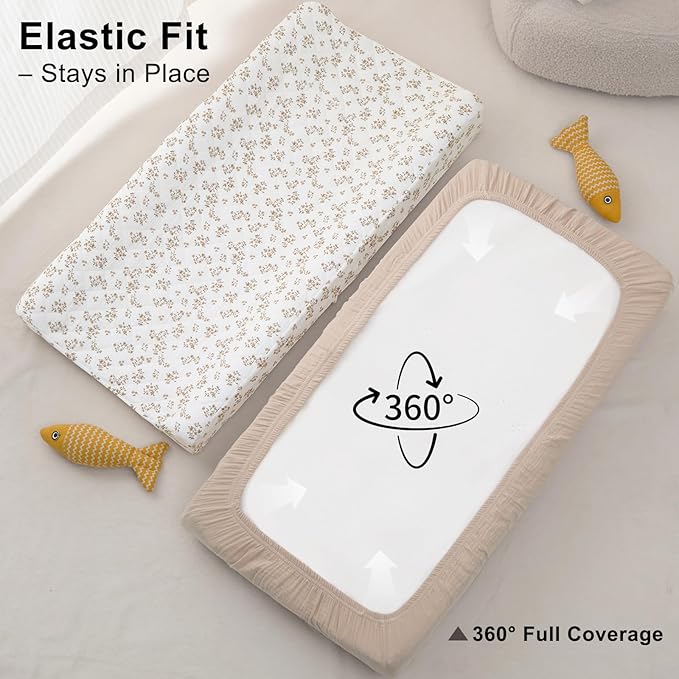 Unicorn Castle Waterproof Changing Pad Cover Muslin Changing Table Pad Cover 2 Pack Quilting for 32"x16" Baby Changing Pad Sheets Girls Boys,Brown Squid