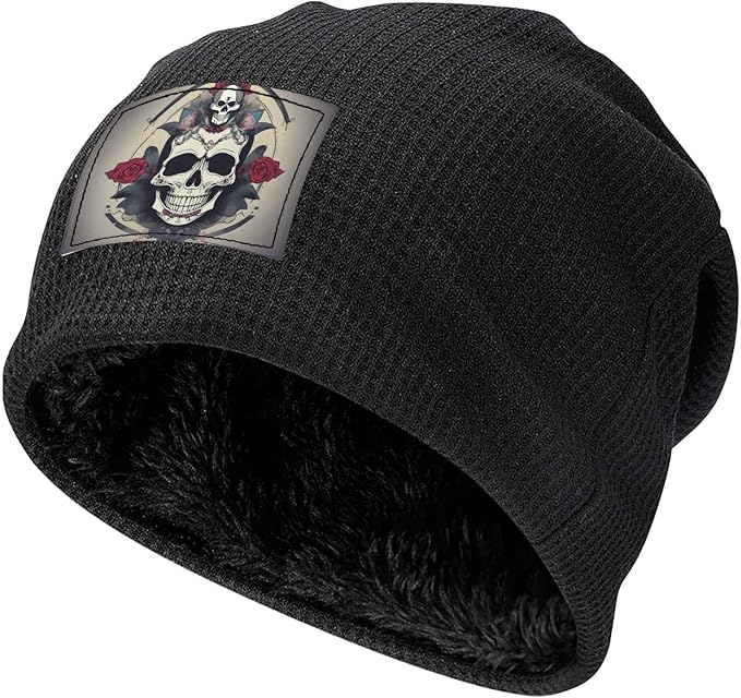 YANYU Skull Yoga Print Lightweight Waffle Pullover Hat Men Women Winter Headwear Outdoor Camping Travel