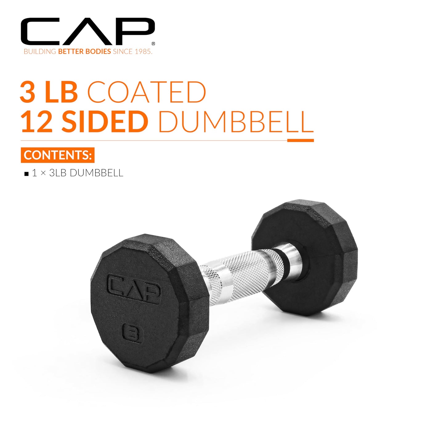 CAP 12-Sided Coated Dumbbell, 3 LB