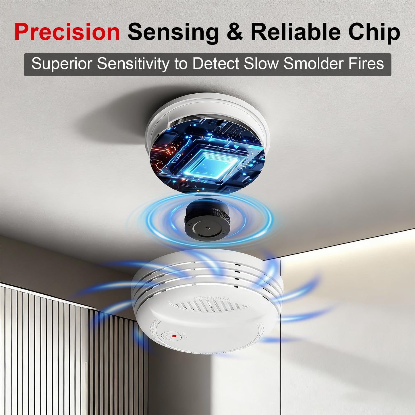 4 Pack Wireless Smoke Detectors for Home,Photoelectric Wireless Fire Alarms Battery Powered Design(not Included),Portable Operated for Travel,Attic Fire Alarm Universal RV Smoke Detector