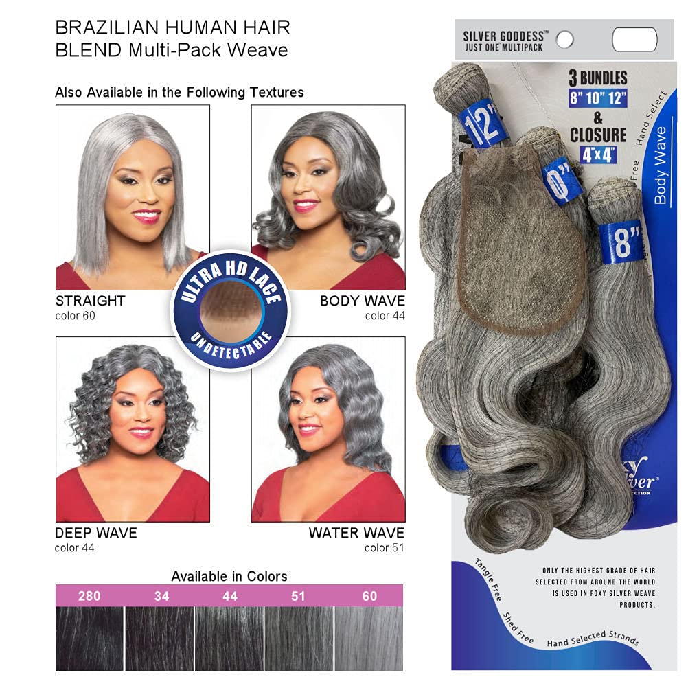 Foxy Silver (Just One - Body Wave) - Brazilian Human Hair Blend Weave in 51, 4 Piece Set
