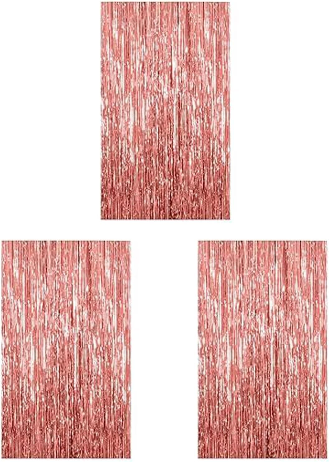 Foil Curtain Backdrop Metallic Tinsel Foil Fringe Curtains Photo Booth Props for Birthday Wedding Engagement Bachelorette Christmas Holiday Celebration Party Decorations Supplies (meiguijin-3-fba)