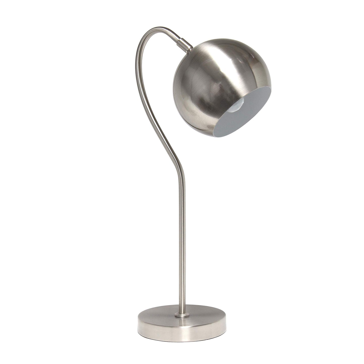 Elegant Designs LT1061-BSN Modern Metal Half Moon Table Lamp 20in Brushed Nickel for Home Décor, Bedroom, Office, Living Room