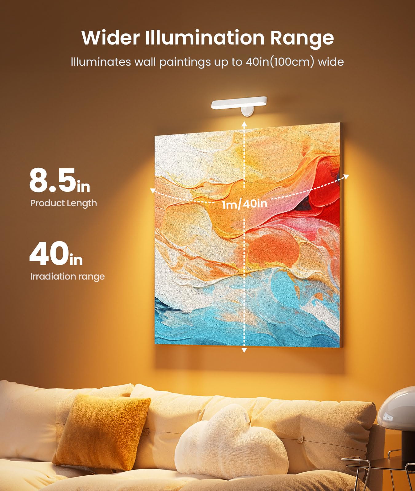 PopoIron Wall Sconce LED Light with 7500mAh Battery, Remote Control, 3 Colors, 360° Rotate, White, Model WL05, 1 Pack