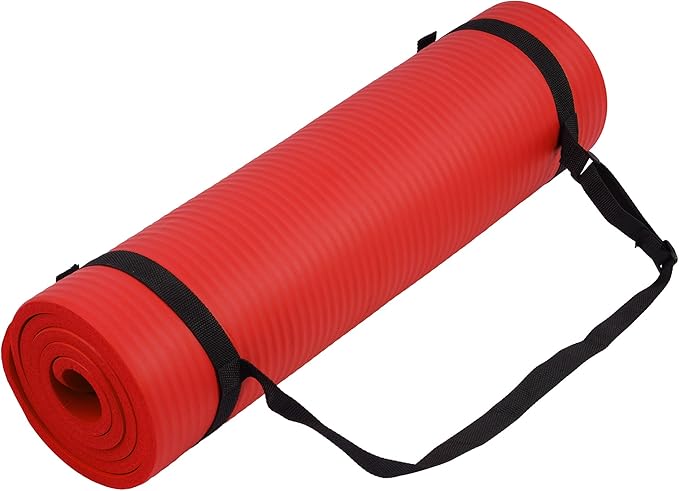 Fitvids Yoga Mat, 1/2-Inch Extra Thick High Density Exercise Mat, Anti-Tear Exercise Yoga Mat with Carrying Strap, Suitabl...
