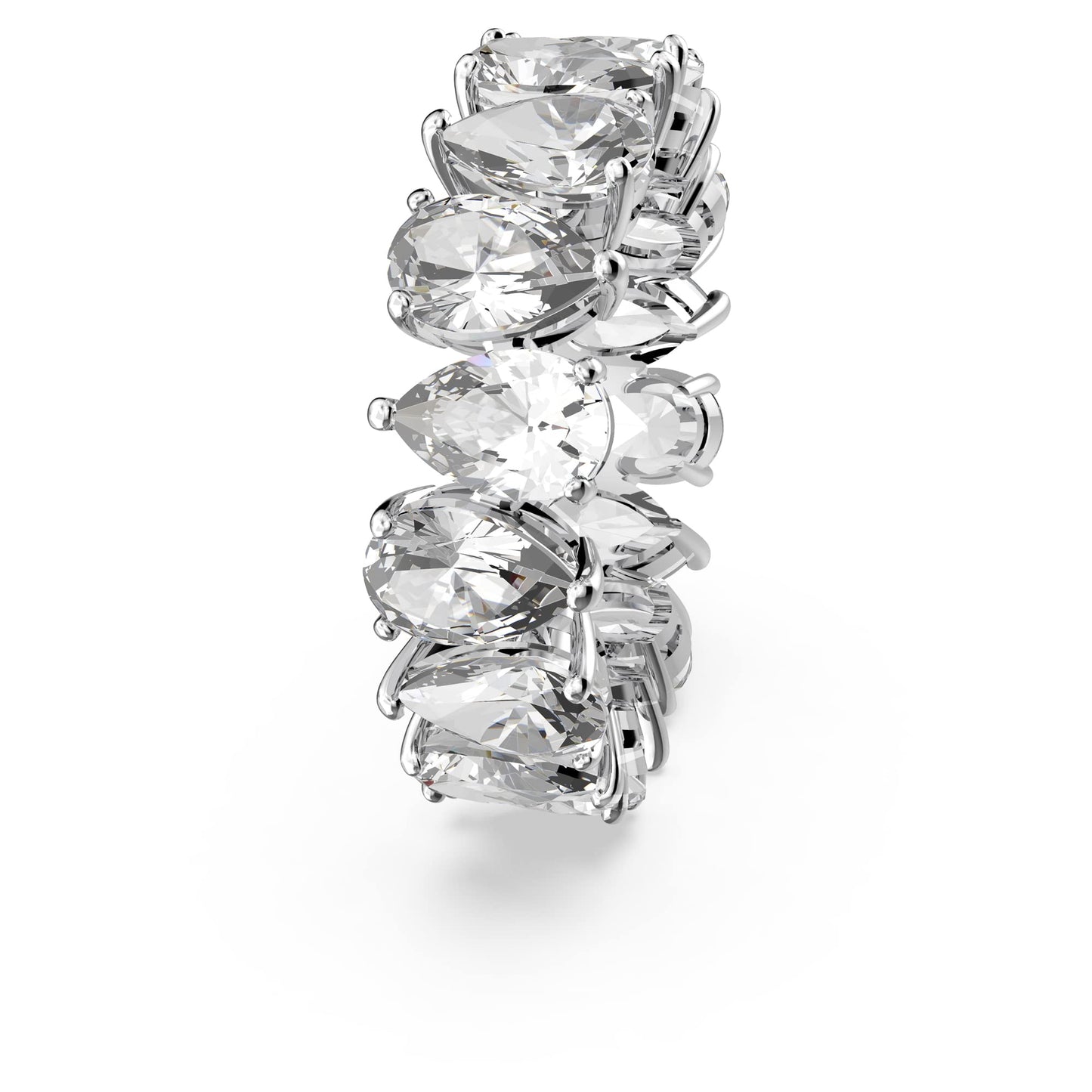 Swarovski Pear Vittore Ring, Ring with Pear-Shaped White Crystal Stones on a Rhodium Plated Setting, Size 5; EU 50