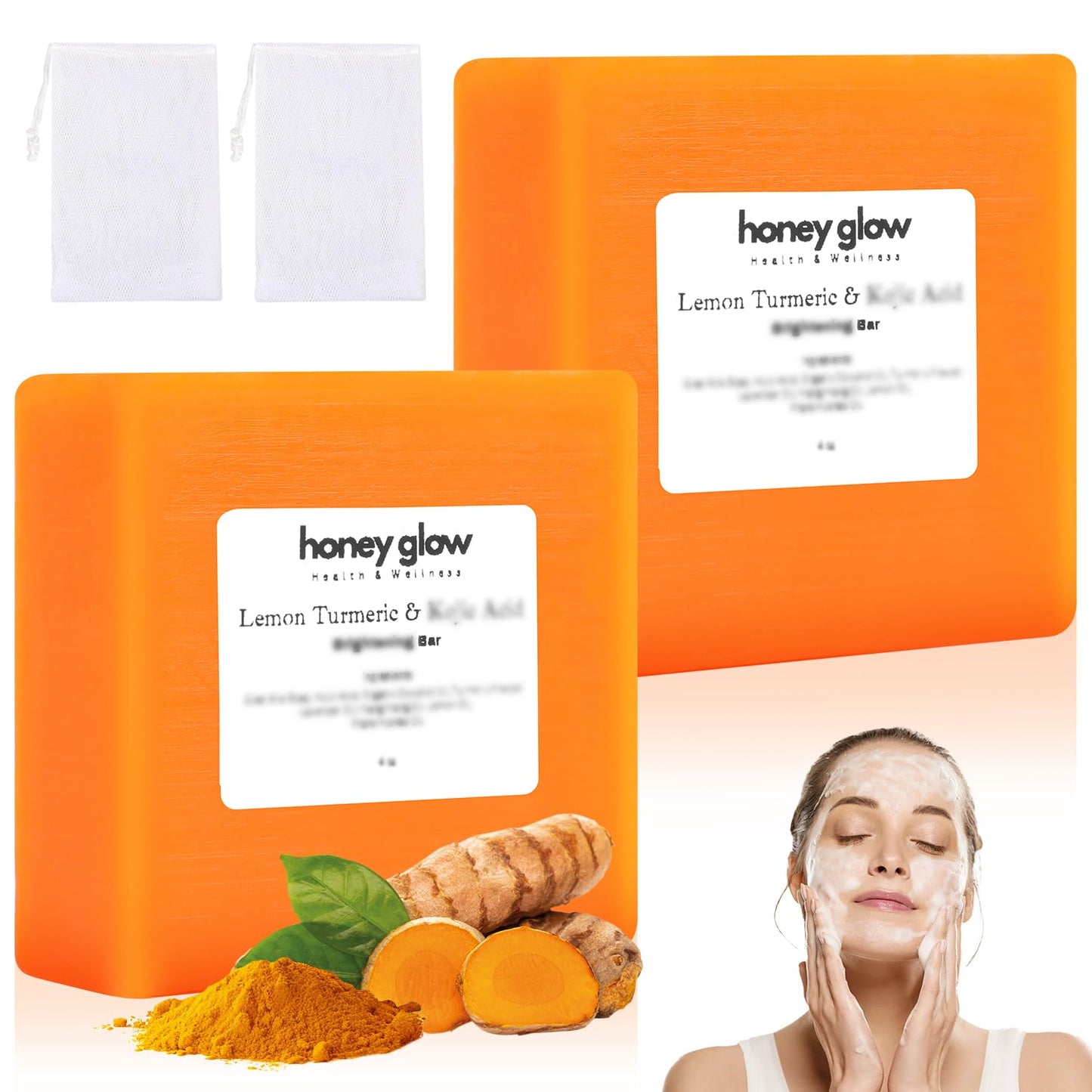 cijikos Honey Glow Lemon Turmeric Kojic Soap Bar, Honey Glow Turmeric Soap, Lemon Kojic Soap, Turmerices Soapes Bar for Face & B