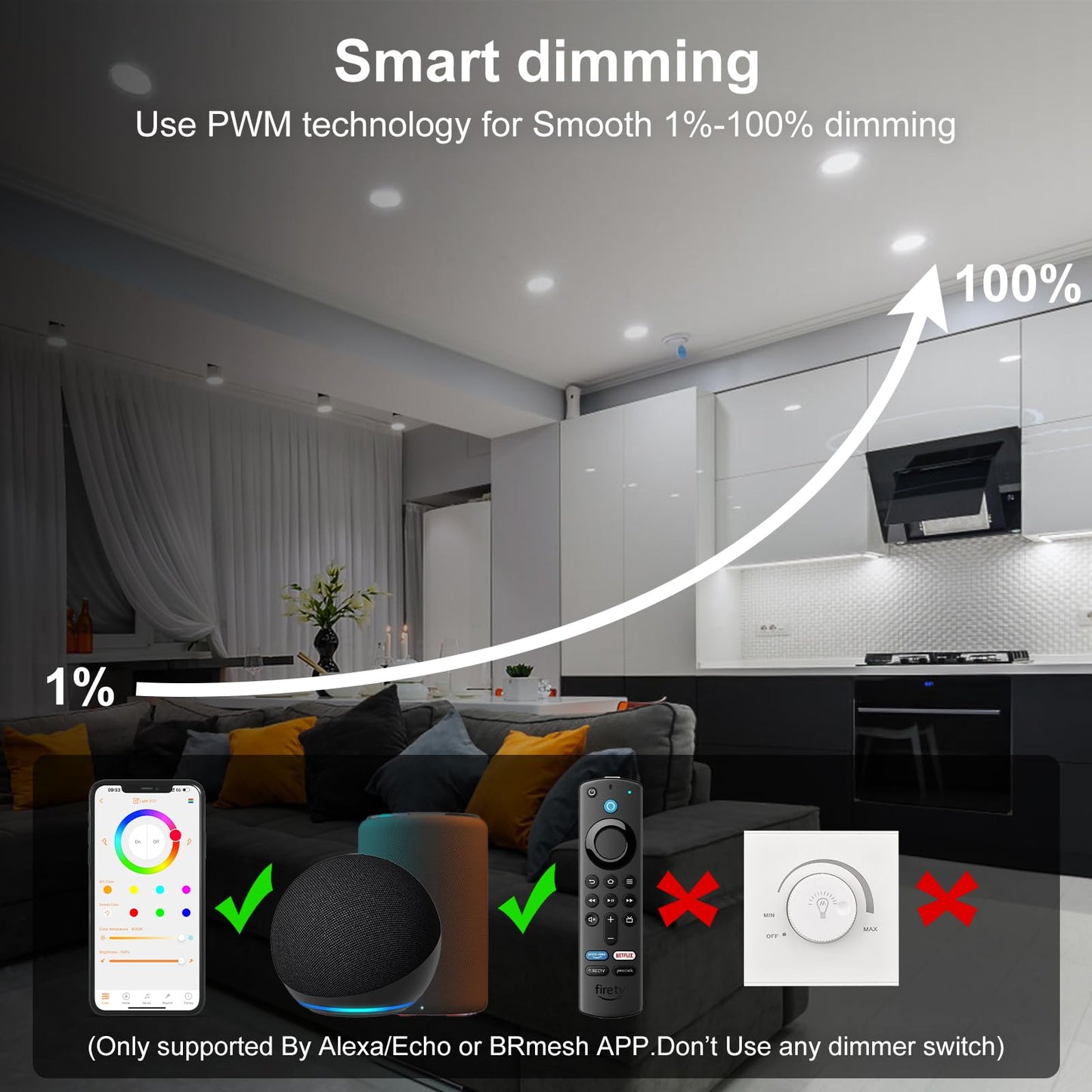 Smart Recessed Lighting 4 Inch RGBCW Color Changing 12W Recessed Ceiling Light with Junction Box,1080LM Canless LED Downlight Compatible with Alexa,Dimmable by Bluetooth Control -12Pack
