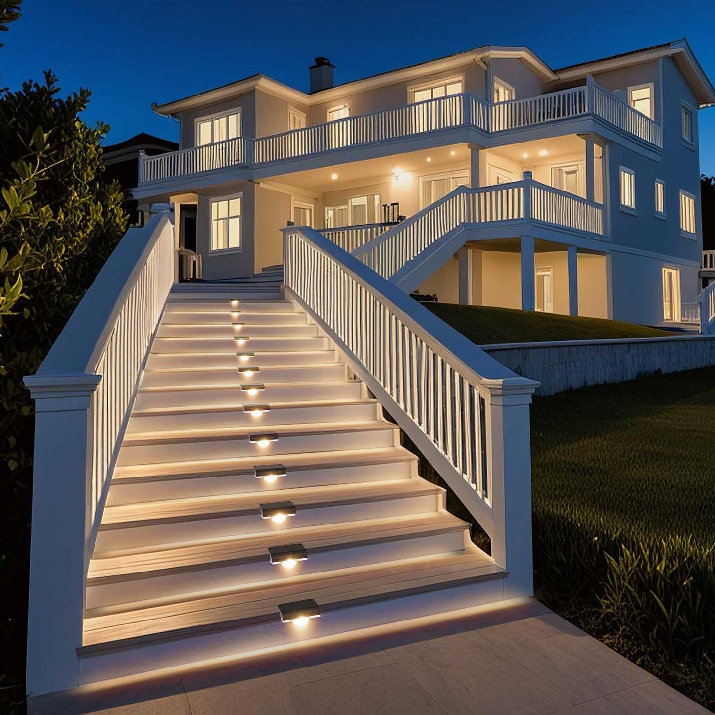 Agotd Solar Step Lights For Outsides  4 Pack Outdoor Stair Lights Solar Powered Deck Lighting For Step  Stair  Porch  Railing  Patio  Yard  Front Door  Sidewalk  Poolside