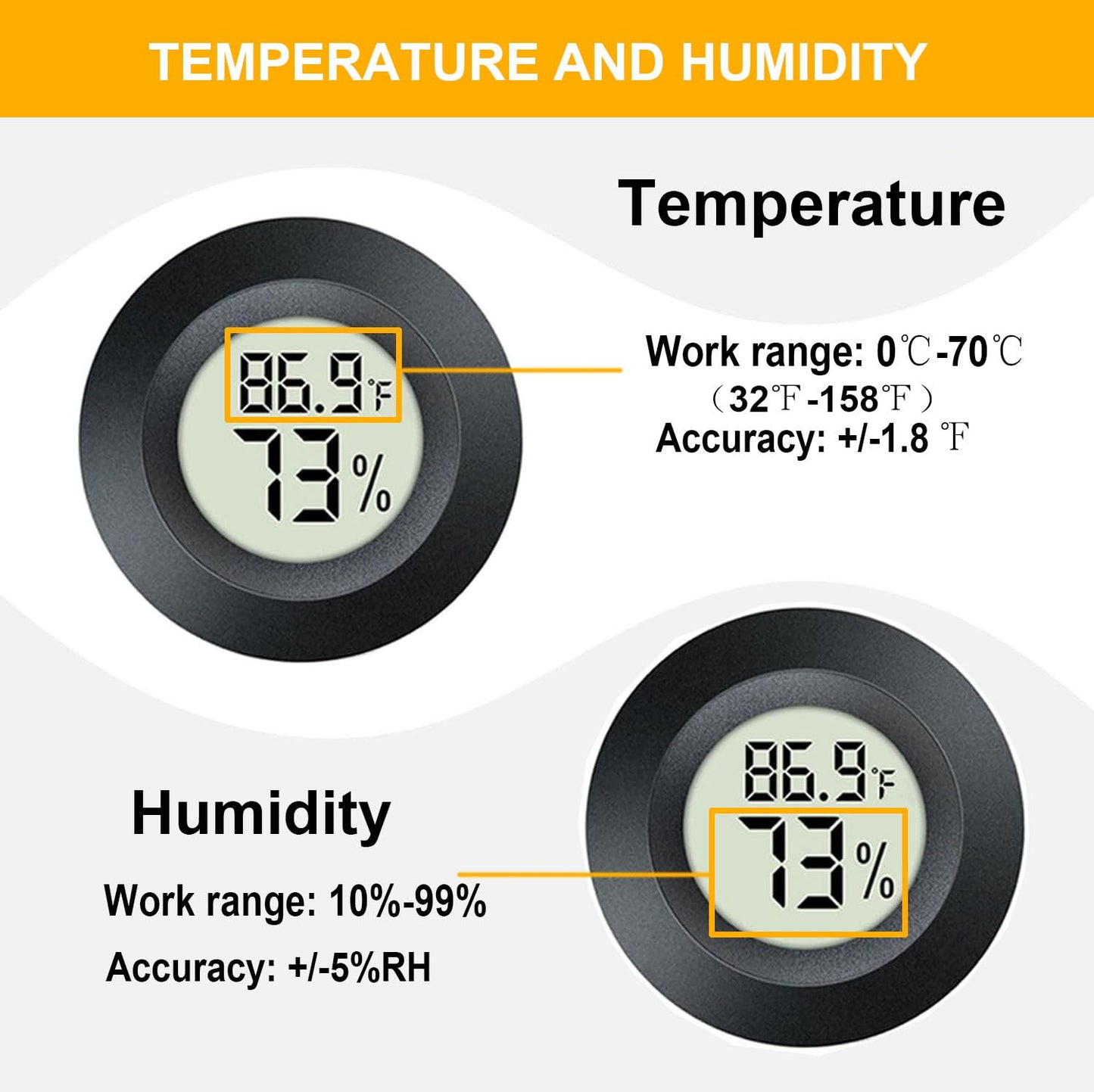 3 Pack Mini Hygrometer Thermometer Digital Humidity Meter Indoor/Outdoor Humidity Monitor Reptile Thermometer for Humidors Garden Cellar Greenhouse ℉/ ℃ (3)