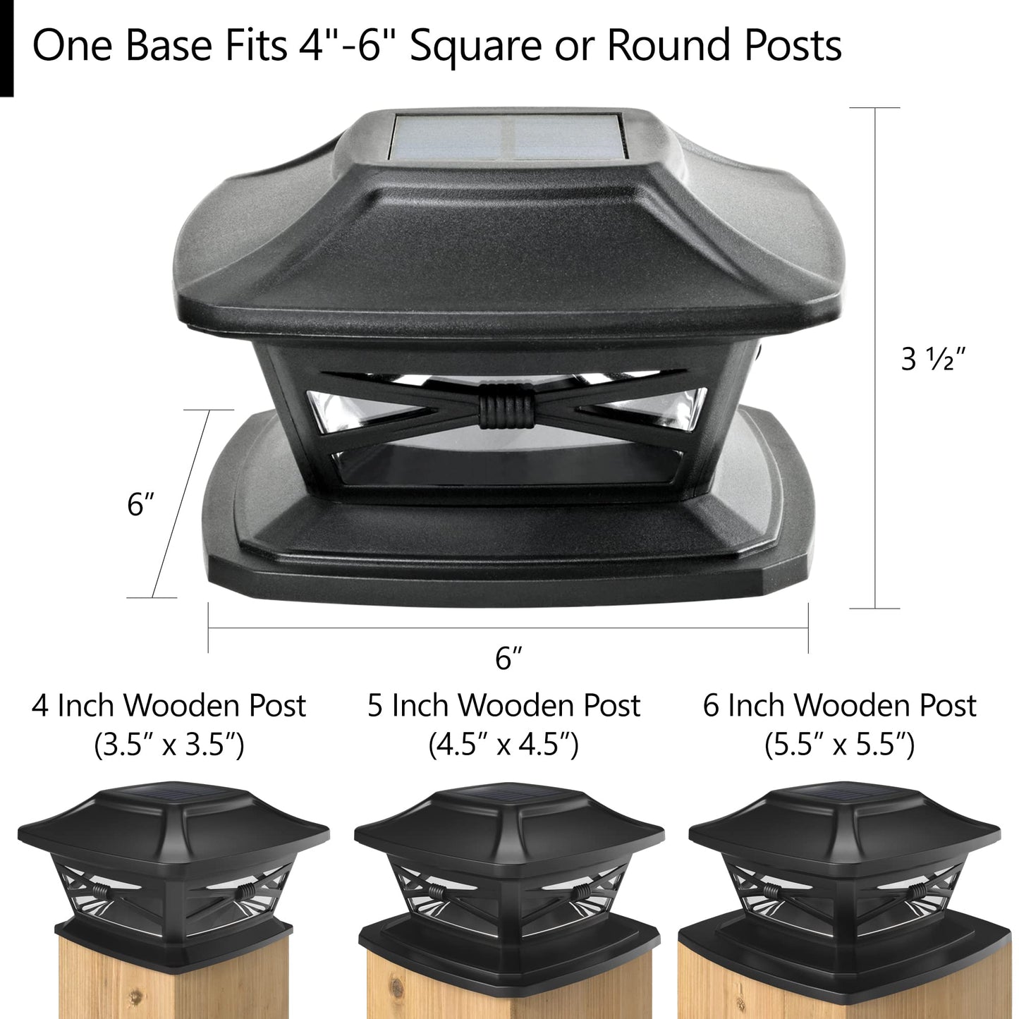 Davinci Lighting Flexfit Solar Post Cap Lights - 4 Pack, Slate Black, Led, Fits 4X4, 5X5, 6X6 Wooden Posts, Durable Plastic