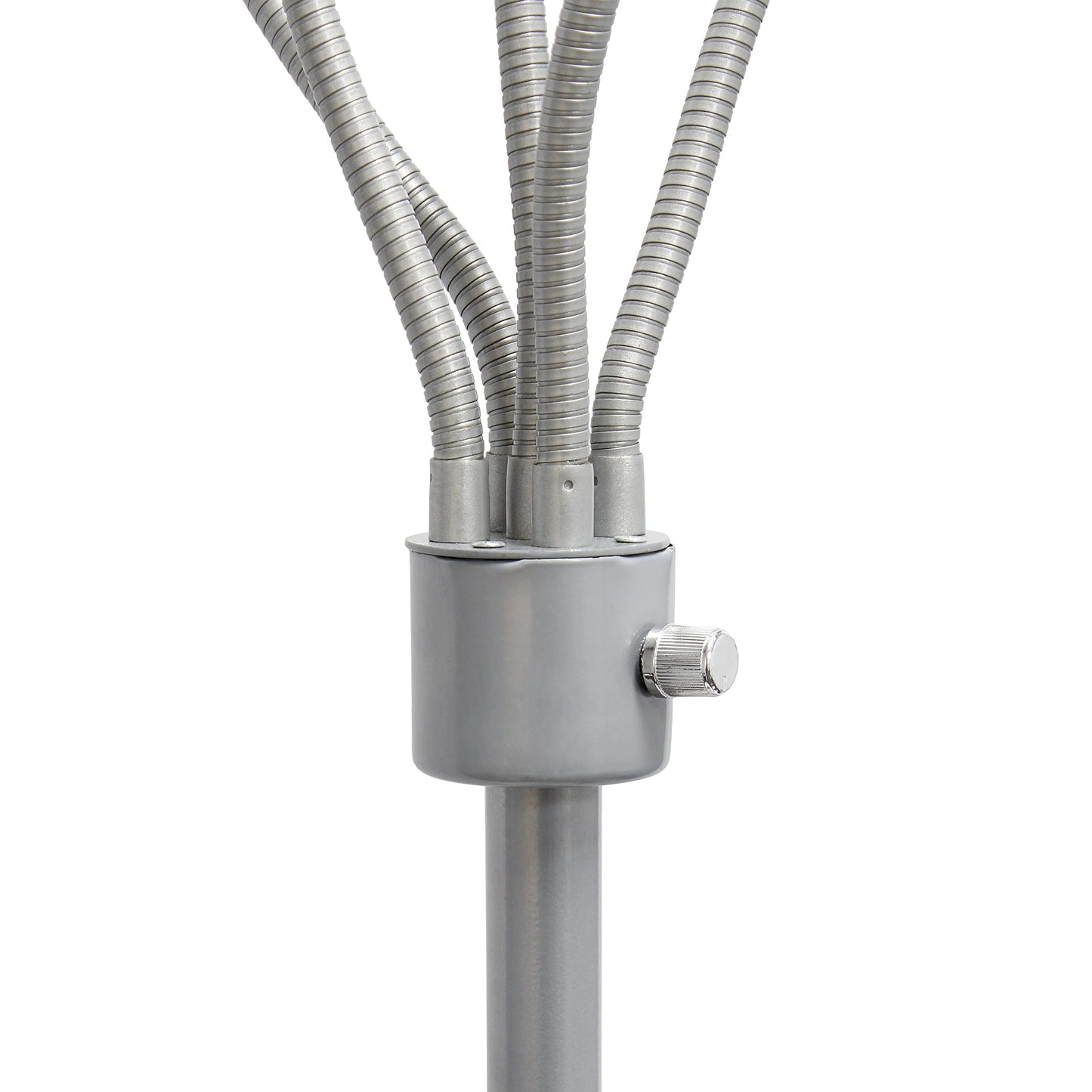 Simple Designs LF2006-SDM 67in Multi Head Gooseneck Floor Lamp, Silver/Primary Multicolor Shades, Plastic, Ideal for Kids Bedroom, Playroom, Office