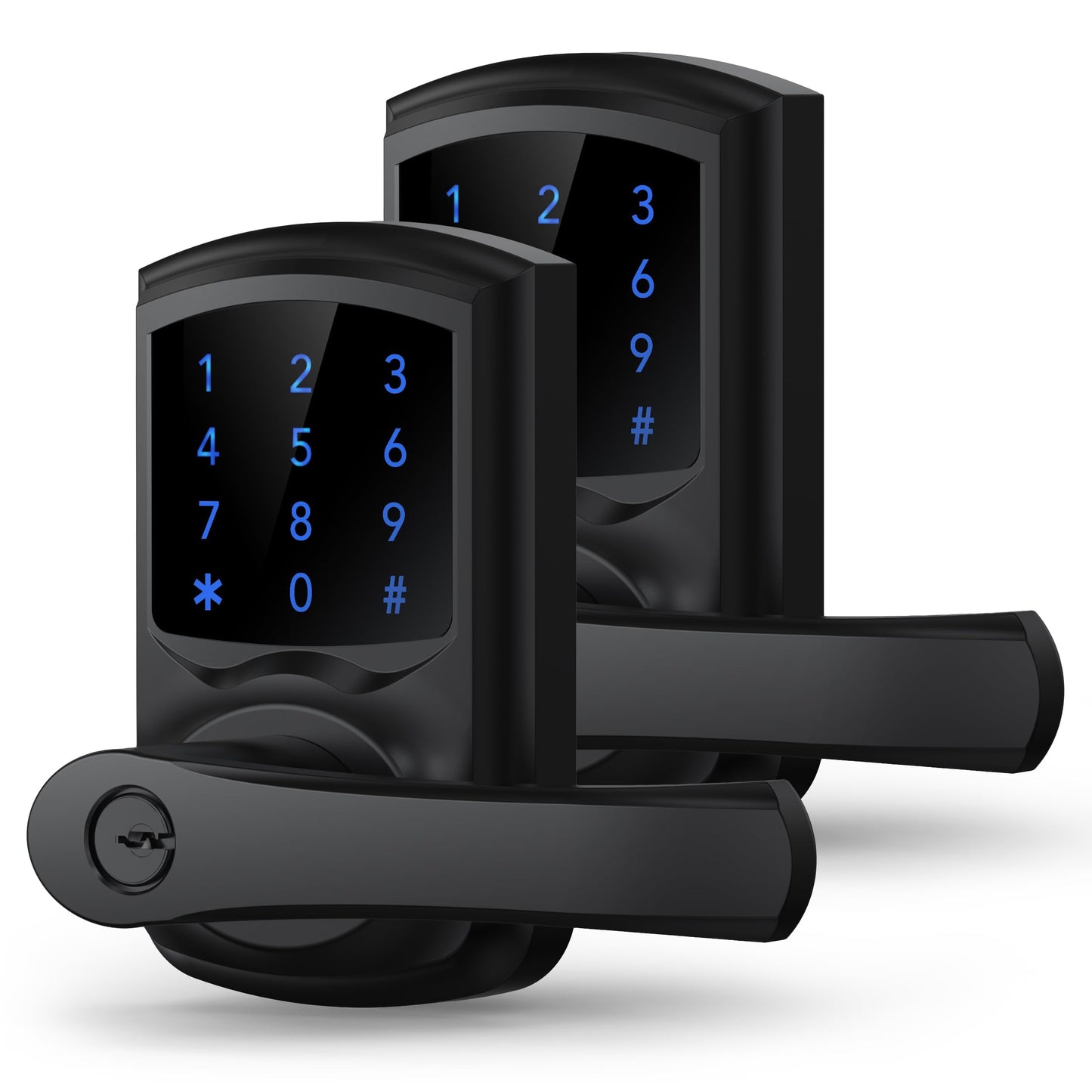 HIDALIFE Keyless Entry Door Lock, Keypad Door-Lock with Handle, Touchscreen, Auto-Locking, Anti-peep Password, Easy to Install for Front Door, Home, Office, Matte Black 2 Pack