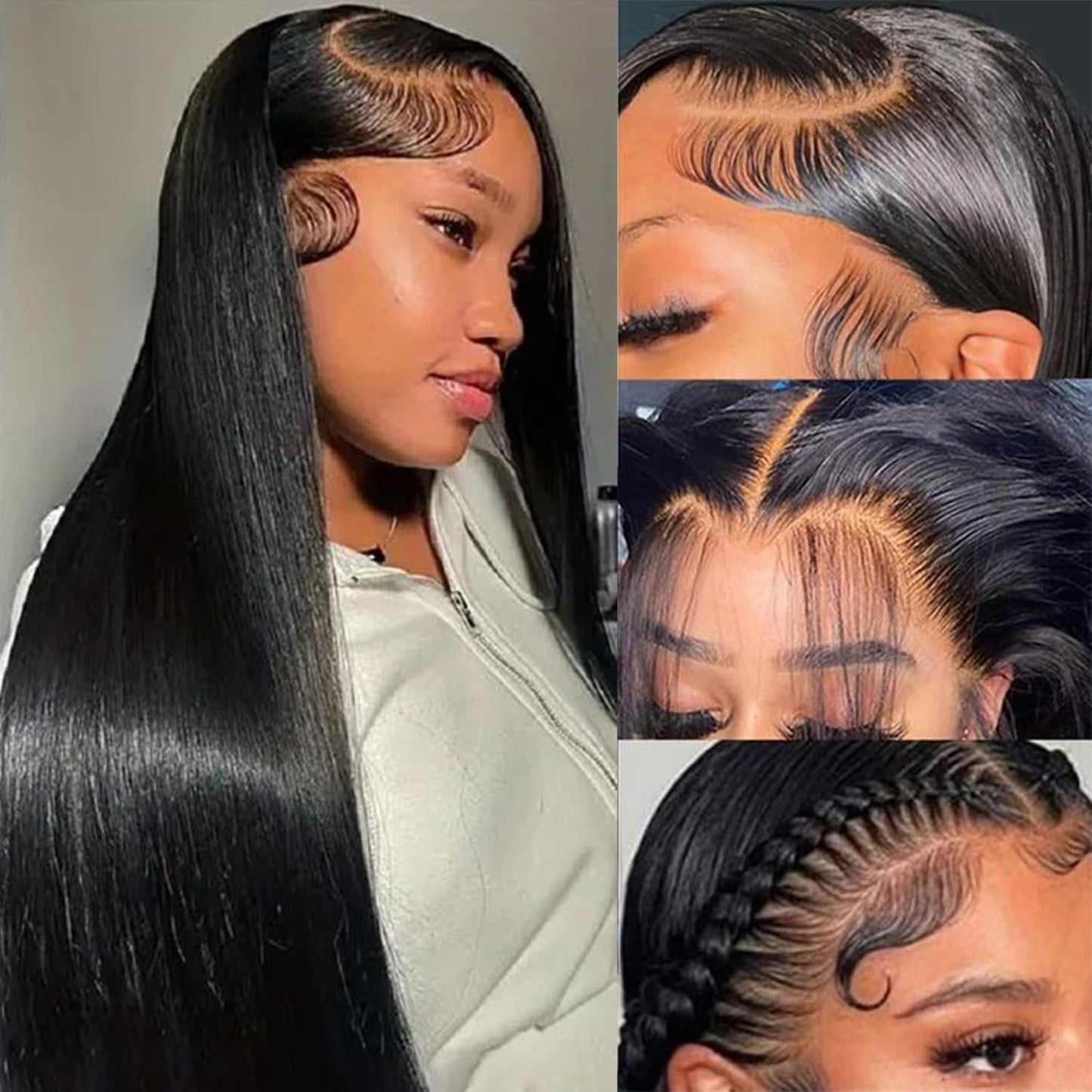 Mihugass 32 Inch Jet Black Lace Front Wig13x6 Straight Lace Frontal Wigs Human Hair Smooth Lace Wigs 250 Density Brazilian Full