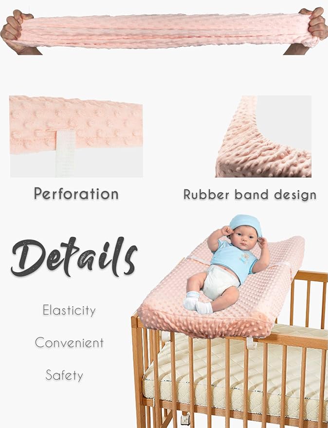 Baby Changing Pad Cover, Super Soft Minky Dot Diaper Changing Table Covers for Baby Girls and Boys, Ultra Comfortable, Safe for Babies, Fit 32"/34'' x 16" Pad (Coral Pink)