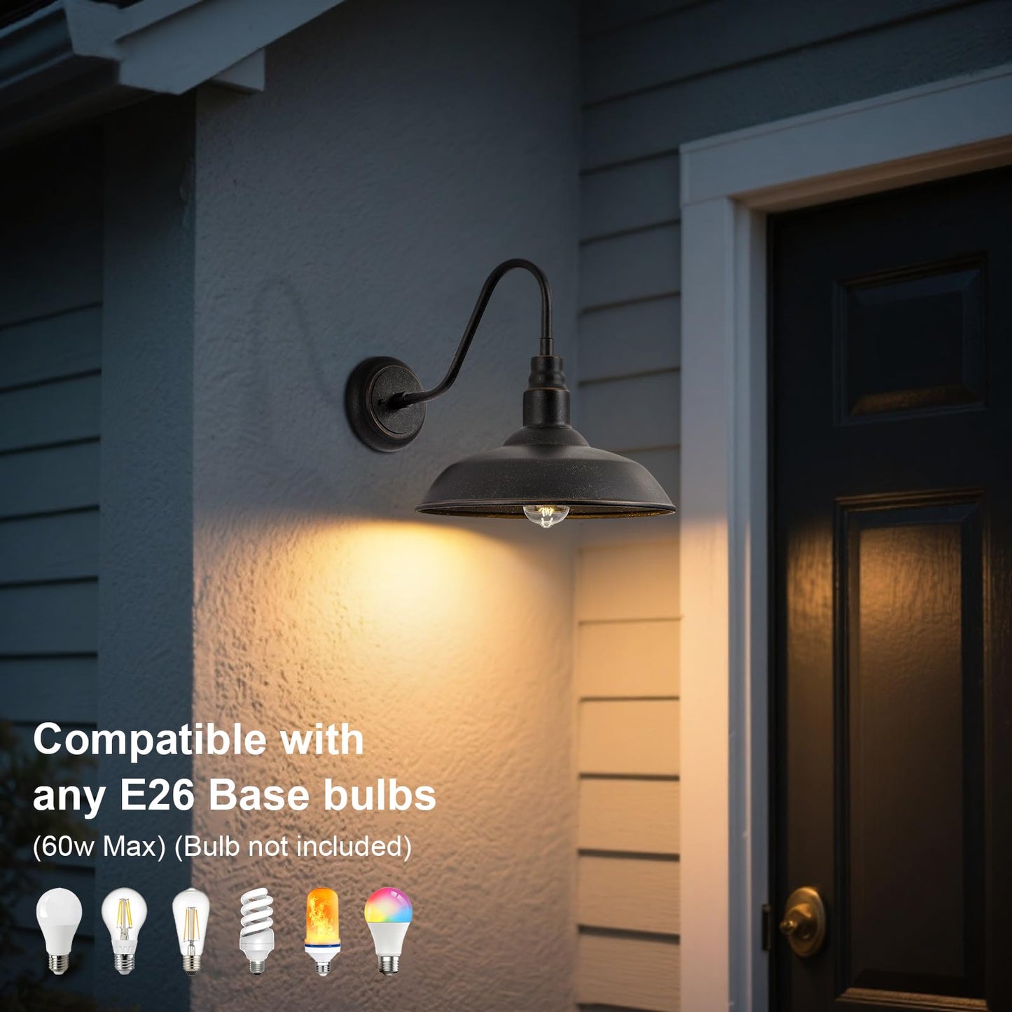 Goalplus Gooseneck Outdoor Light Fixture, 10 Dome, Bronze Metal, Model Lm2201-Br-2P, 2 Pack Barn Light For Porch, Patio, Garage