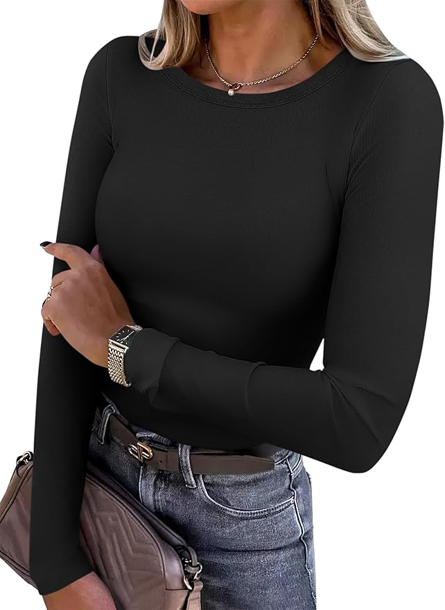 ANRABESS Women Long Sleeve Thermal Shirt Fleece Tops 2026 Fall Winter Crew Neck Casual Base Layer T-Shirts Warm Undershirts
