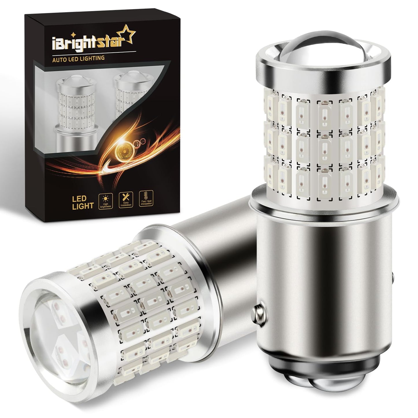 iBrightstar LED Bulbs 1157-3014 3030-54 3R, Brilliant Red, Low Power, Projector Replacement for Stop Tail Brake Lights