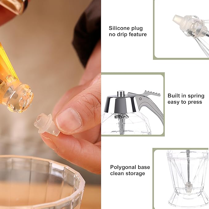 Honey Dispenser, 8 Oz Clear Container with Stand, No-Drip Small Honeycomb-Style Syrup Server for 1 Pcs